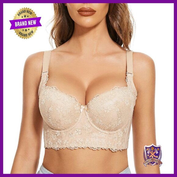 Push Up Longline Bra with Underwire & Padded Cups Bustier Style